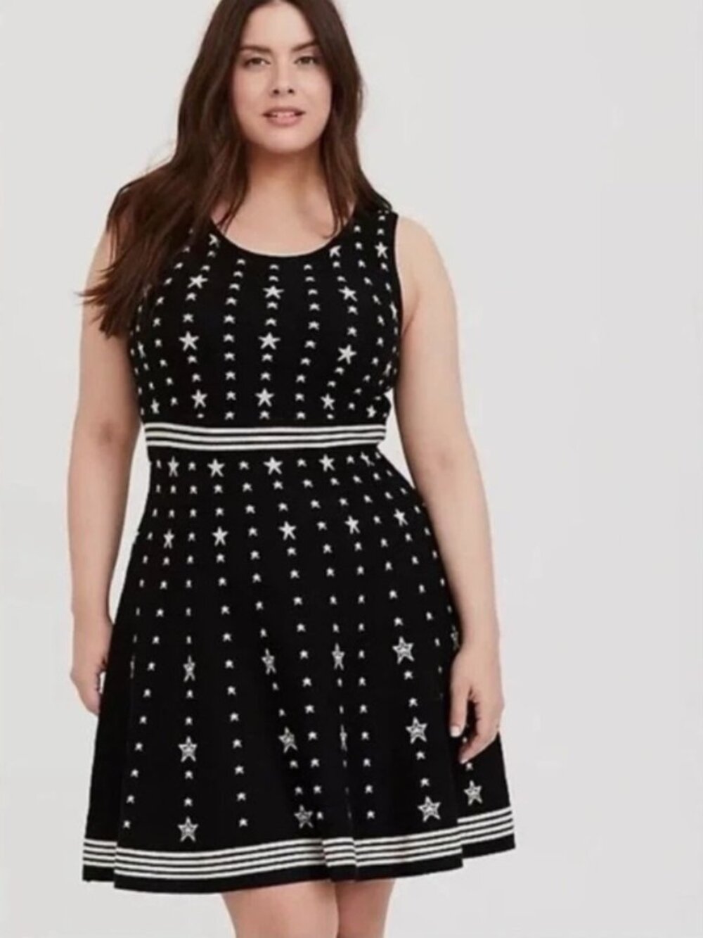 Torrid Black Stars Skater Mini Sleeveless Scoop Knit Fit Flare NWT 1X 1 14 16